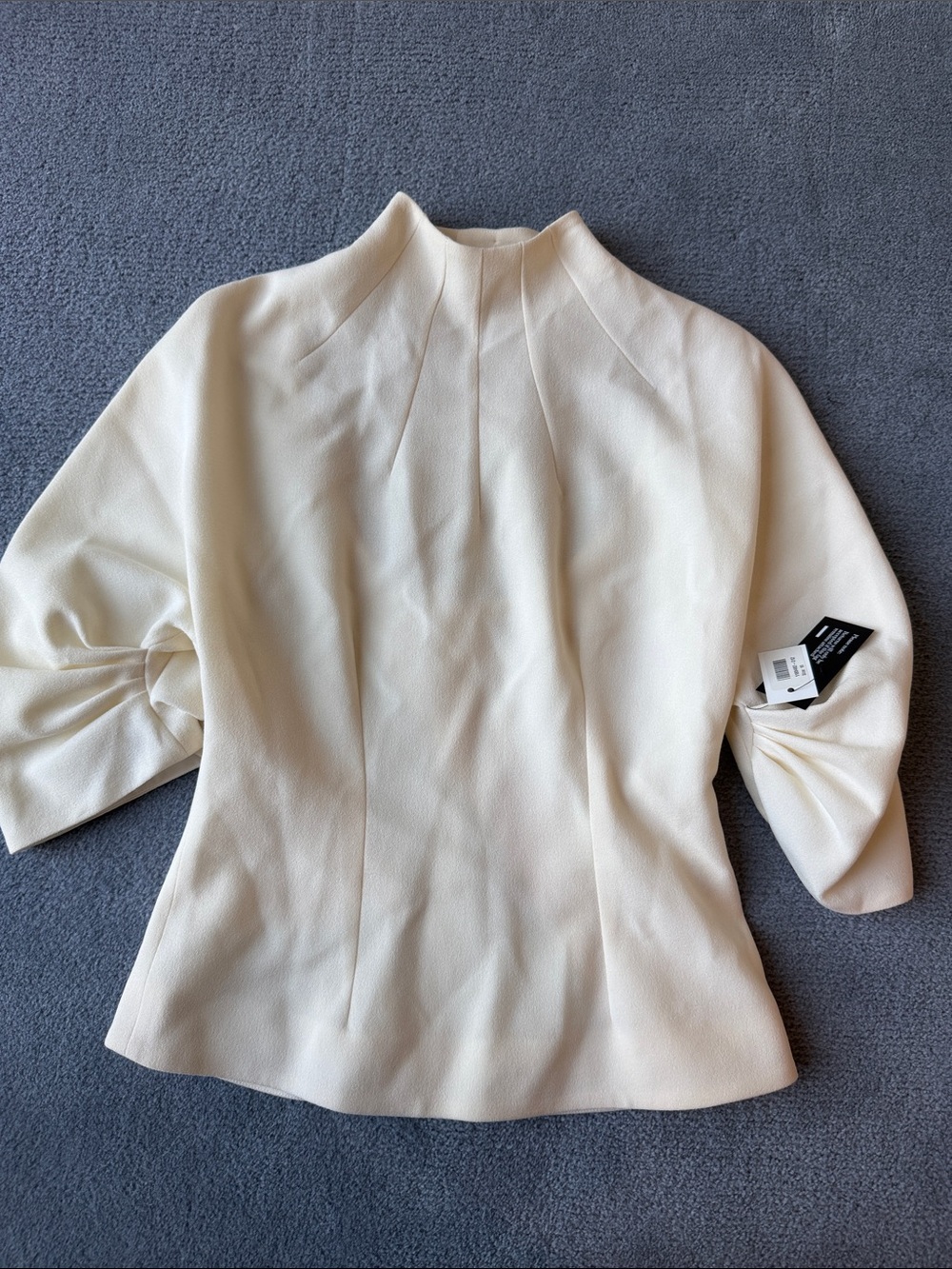 Emilia Wickstead Cream High-Neck Draped Sleeve Blouse
